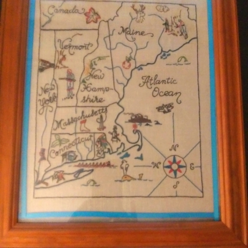 Vintage Embroidered New England map Dated 1939 map - Picture 4 of 8